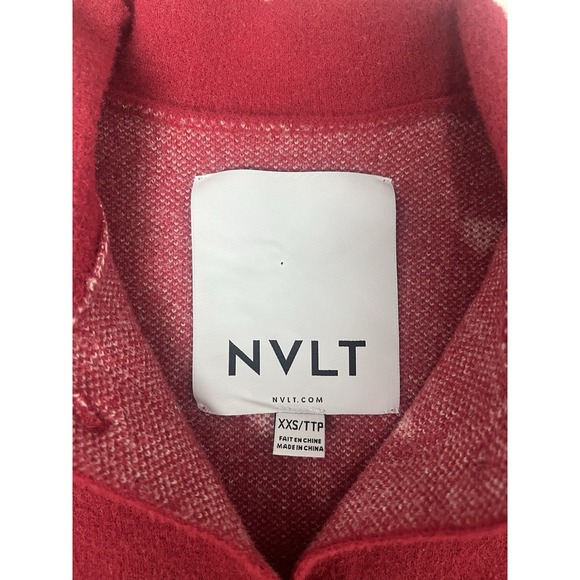 Anthropologie NVLT Heart Coatigan Knit Jacket Cardigan XXS Red Peter Pan Collar - Picture 7 of 10